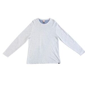Faherty Reversible Heather Off White Grey Blue Cloud Crew Long Sleeve Knit Large